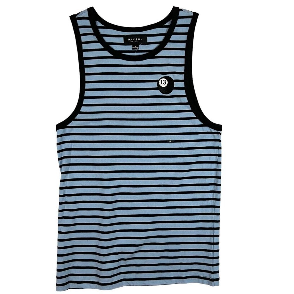 PacSun 13 Black Ball Embroidered Striped Ringer Tank Top Mens Size S NEW
